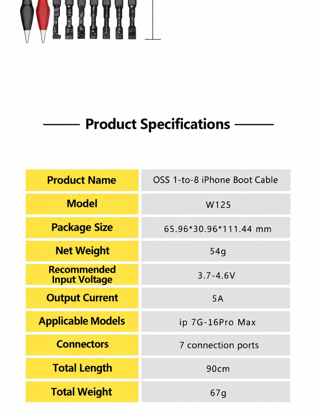 OSS TEAM W125 Power Boot Cable for iPhone 7-16 Pro Max Series