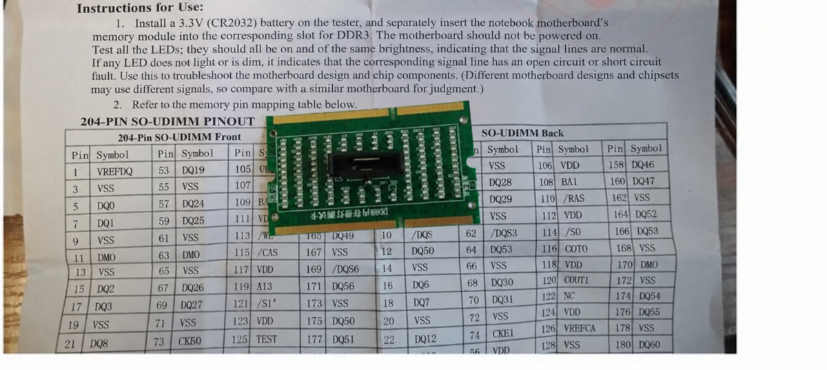 HMT-BC02 DDR4 Laptop Memory Tester with LED Indicator
