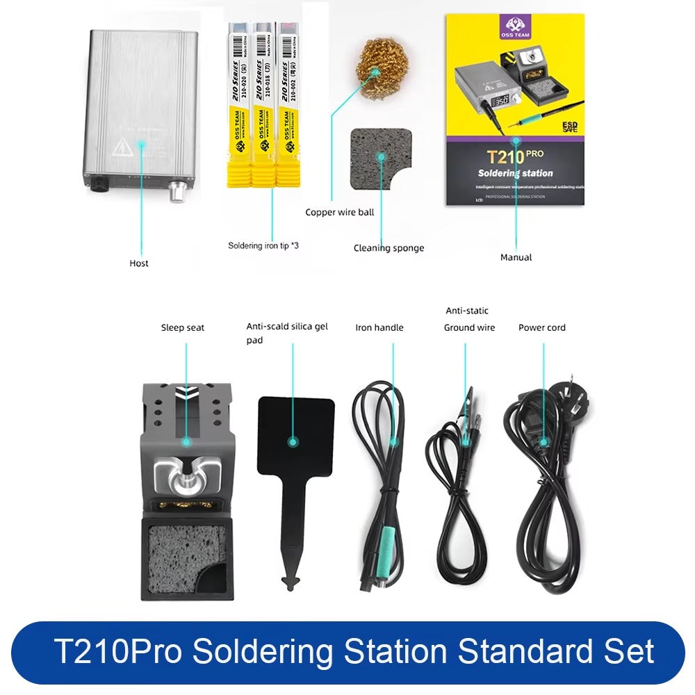 OSS TEAM T210Pro Soldering Station 75W LCD Digital display supports EU UK US plug types