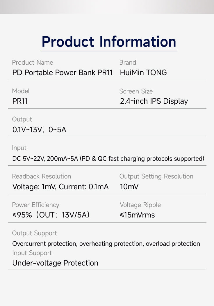 HMT-PR11 Portable PD Power Supply