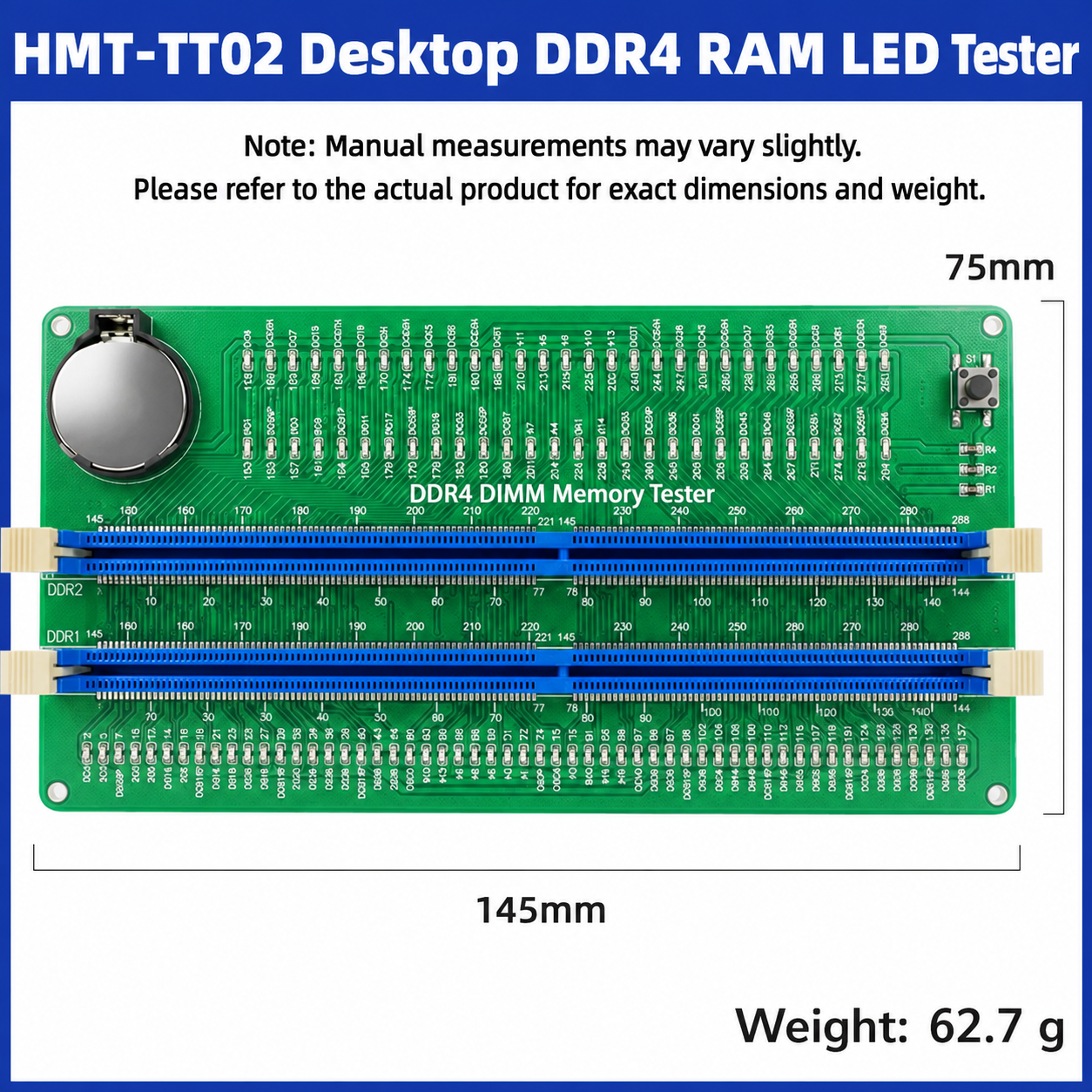 HMT-TT02 Desktop DDR4 Memory Module Tester with LED Indicators