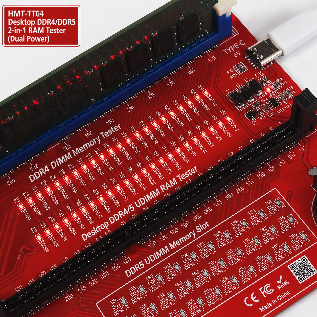 HMT-TT04 Desktop DDR4/DDR5 2-in-1 Memory Module Tester (Dual Power Supply)