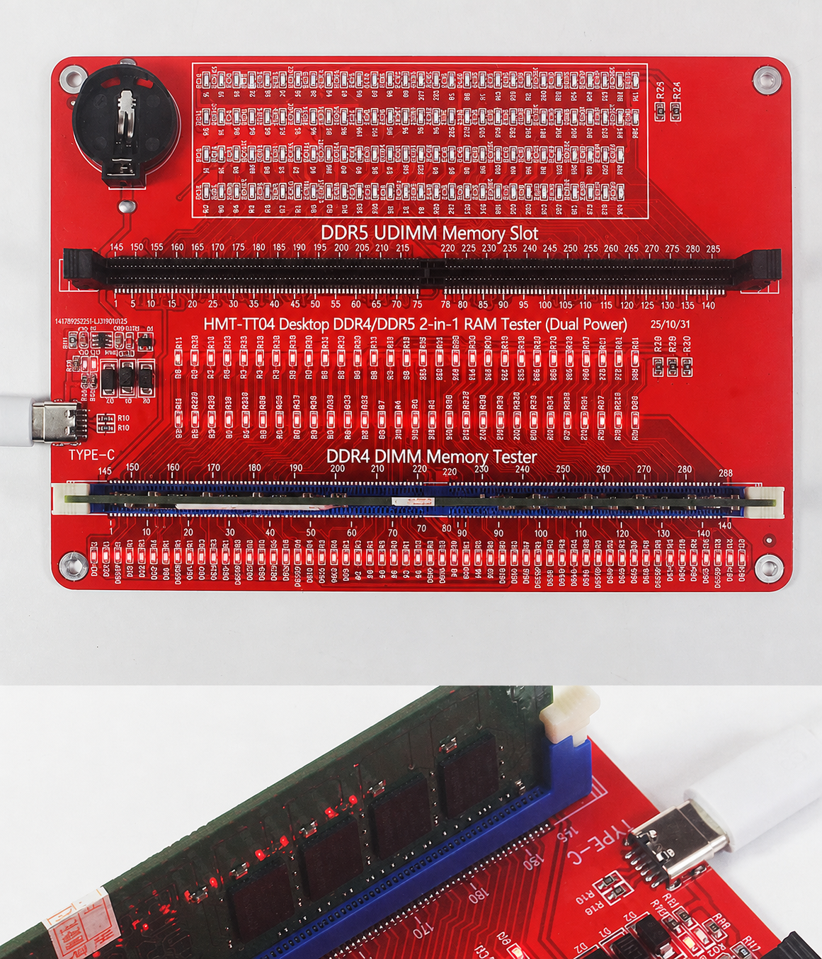 HMT-TT04 Desktop DDR4/DDR5 2-in-1 Memory Module Tester (Dual Power Supply)