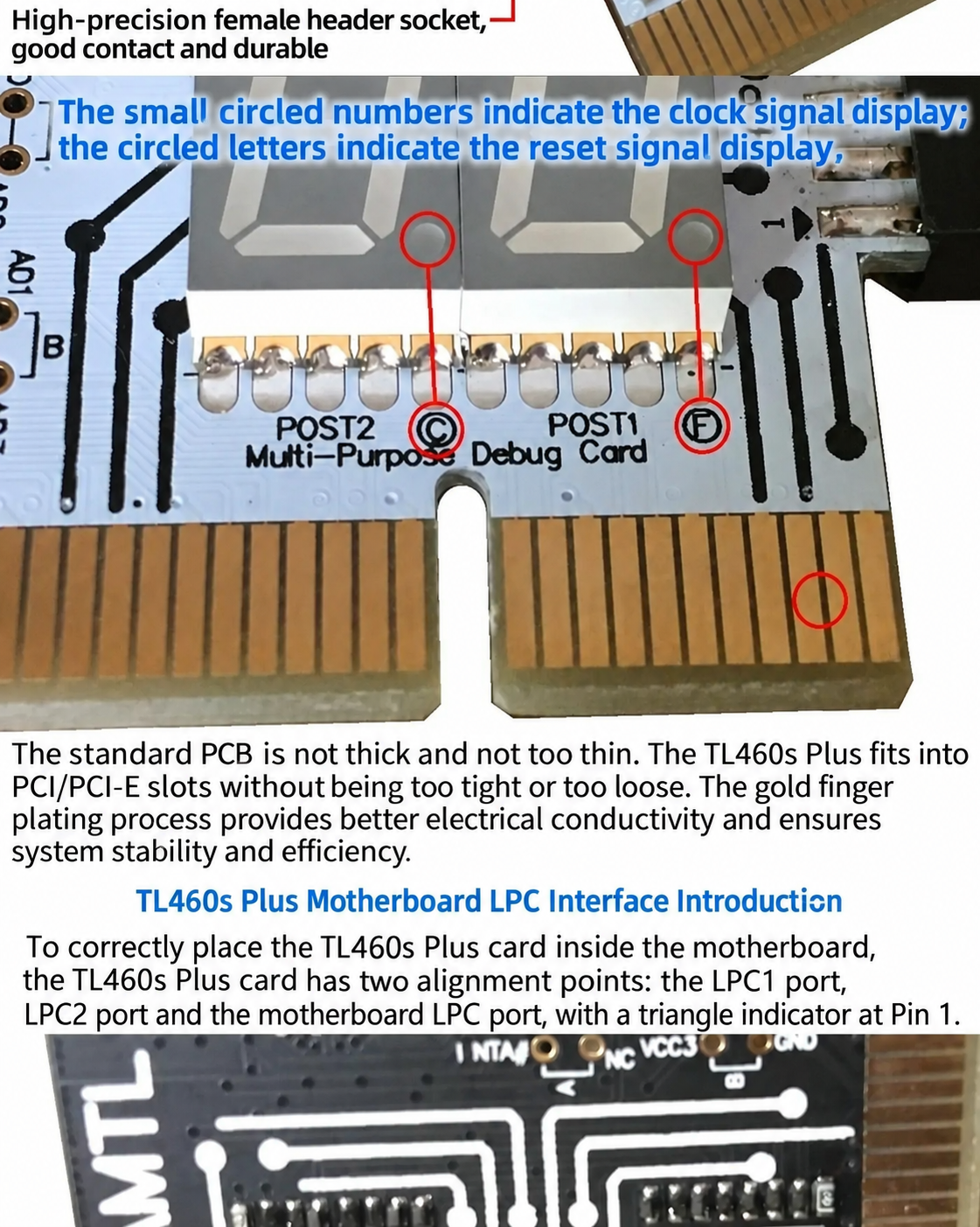 HMT-TL460s Multi-Purpose Debug Card, PCIE & LPC Computer Test Card