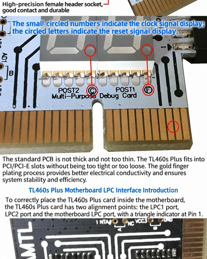 HMT-TL460s Multi-Purpose Debug Card, PCIE & LPC Computer Test Card