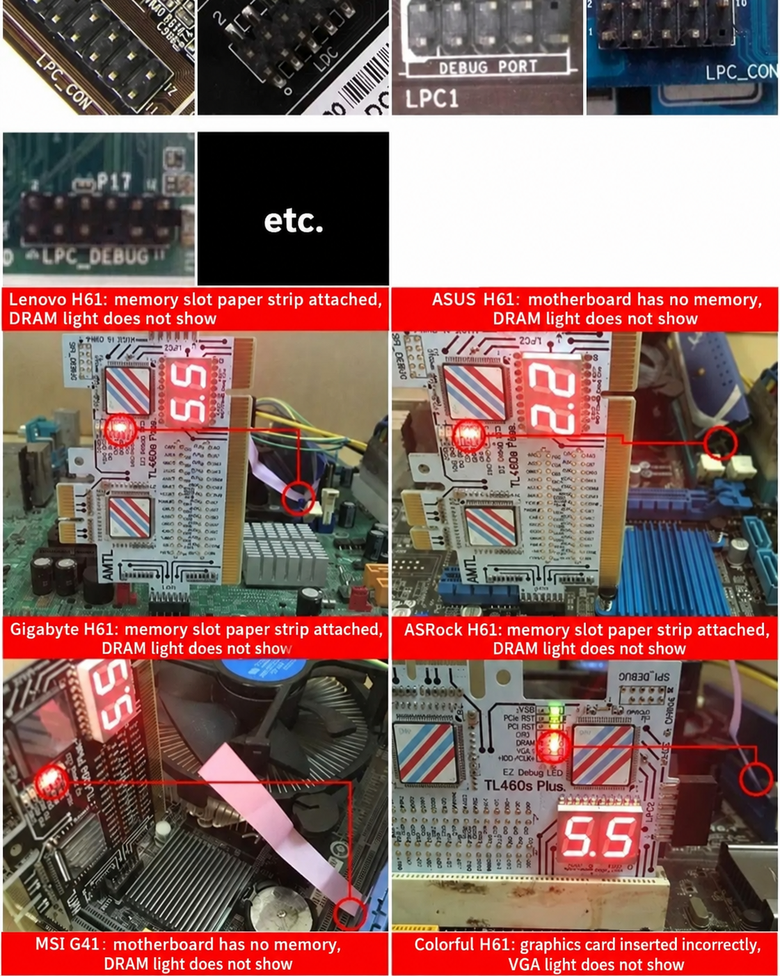 HMT-TL460s Multi-Purpose Debug Card, PCIE & LPC Computer Test Card