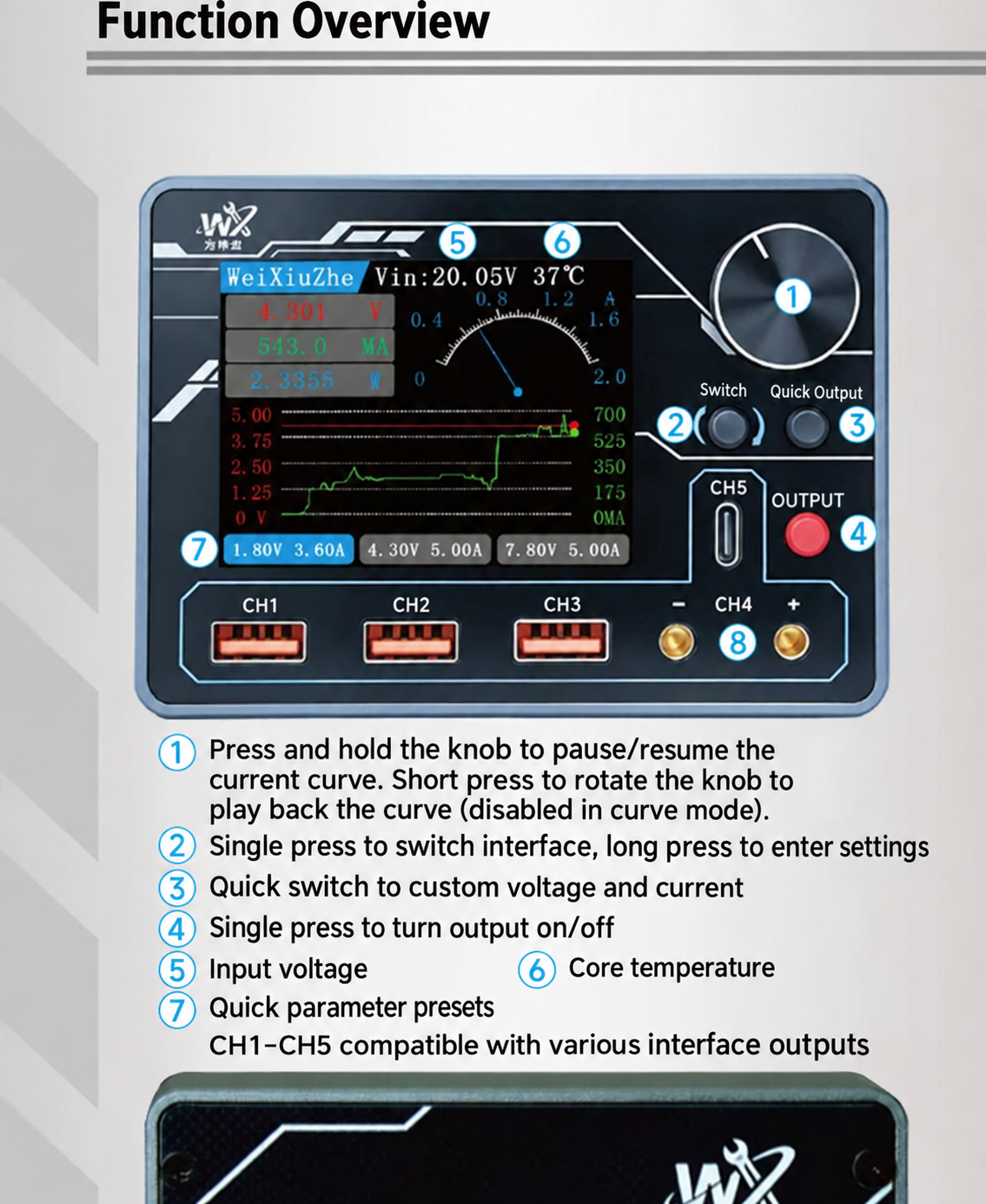 WEIXIUZHE PTV1 High Precision Multi-Function Smart Power Supply