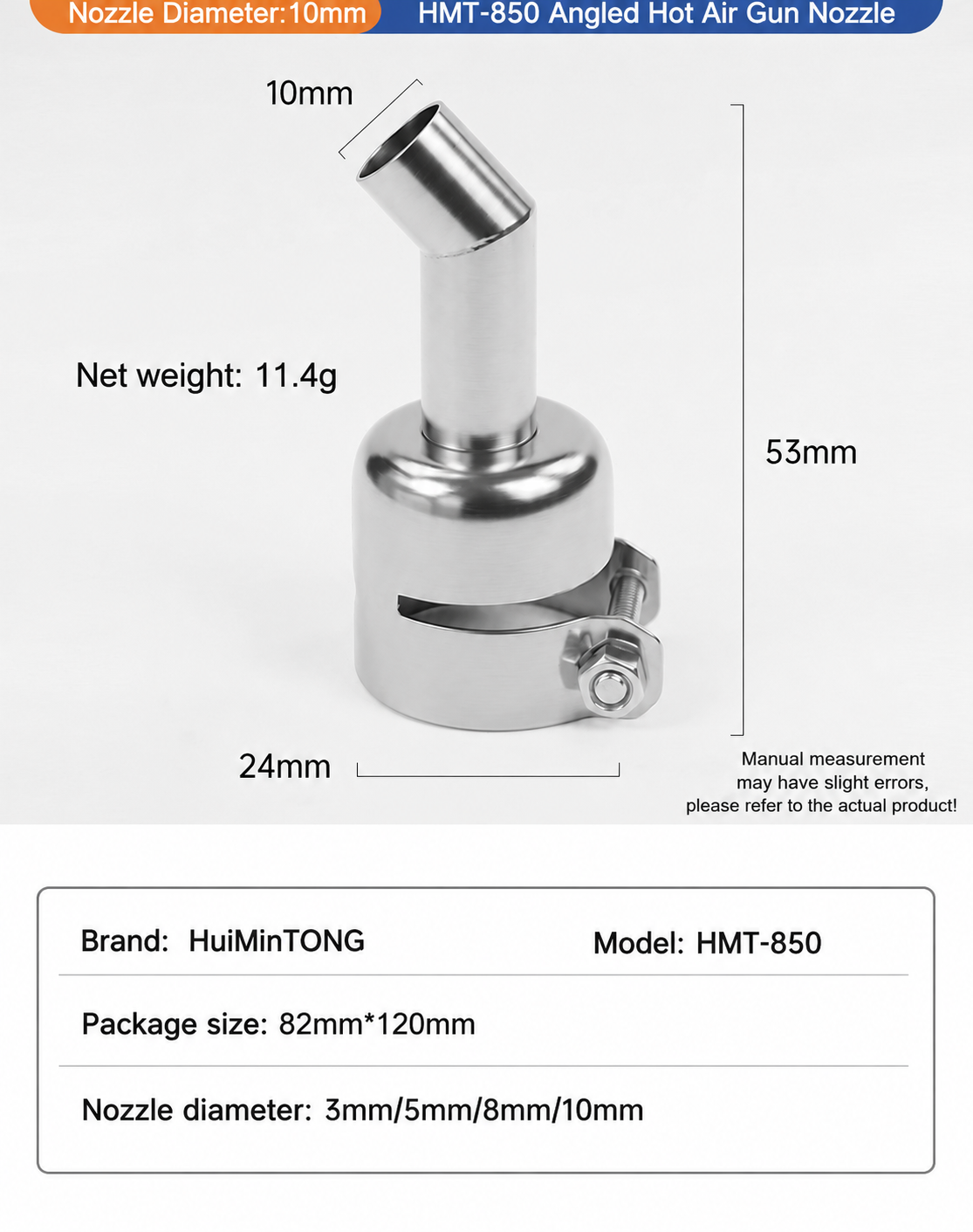 HMT-850 Hot Air Gun Extended Curved Desoldering Nozzle