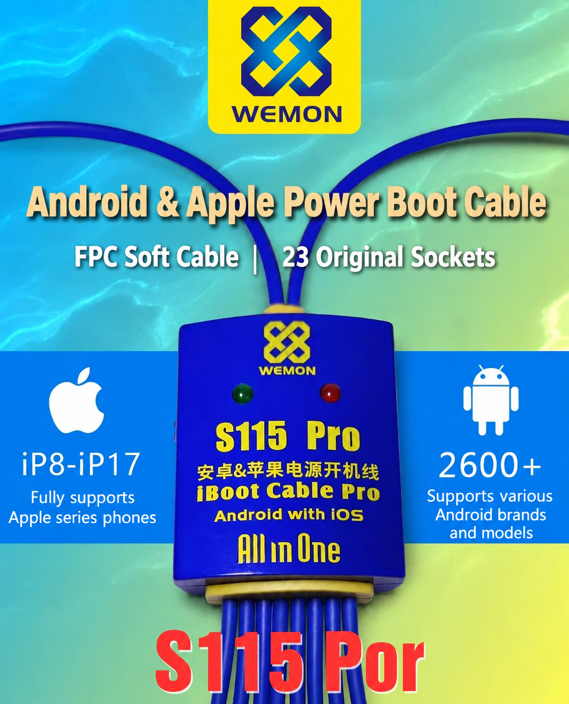 WEMON S115 / S115 Pro Power Boot Cable for iPhone & Android