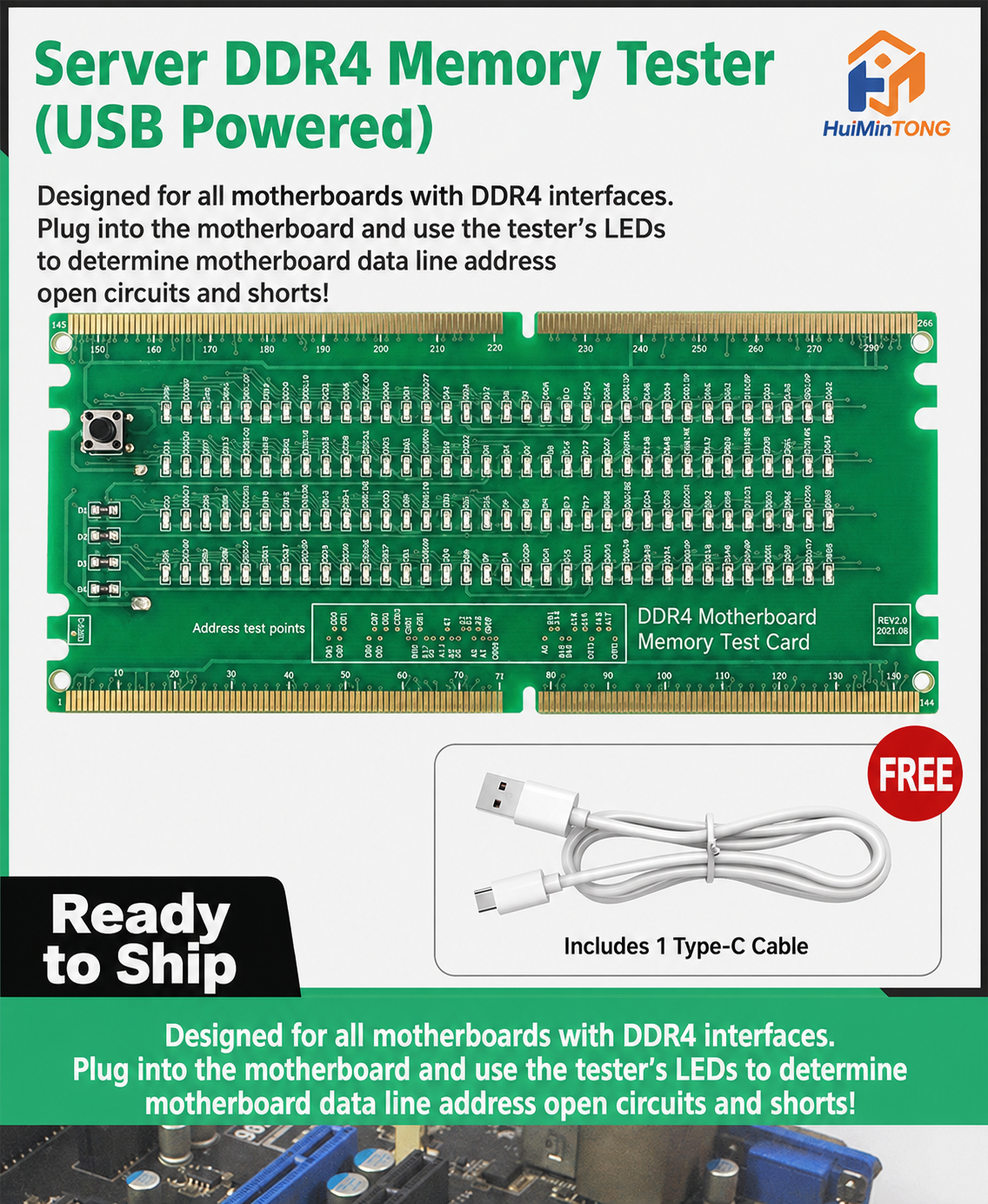 HMT-TC03 Server DDR4 Memory Tester with LED Indicators – USB Powered