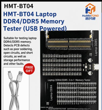 HMT-BT04 Laptop DDR4/DDR5 Memory Module Tester (USB-powered)