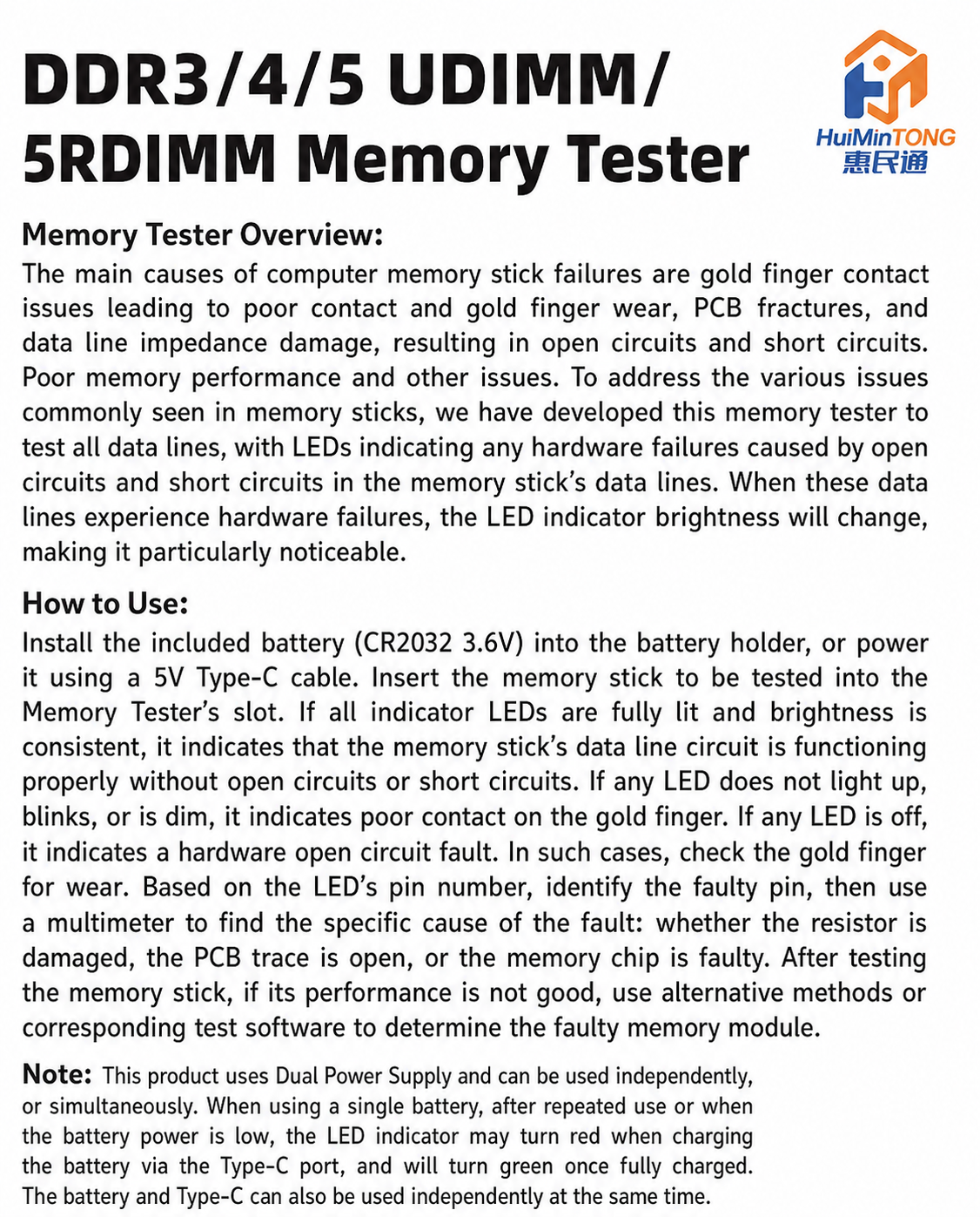 HMT-TT07 DDR3/DDR4/DDR5 4-in-1 Memory Module Tester (Dual Power Supply)