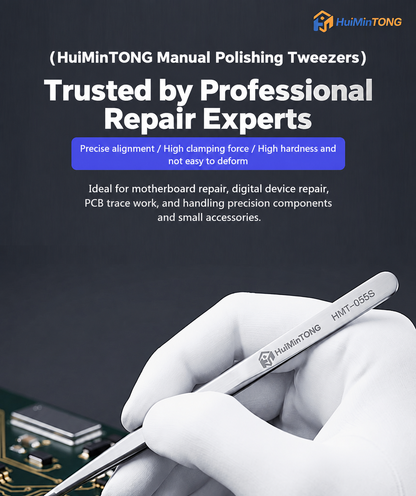 HMT-055S & 055B HuiMinTong Hand Polished Tweezers for Electronics Repair