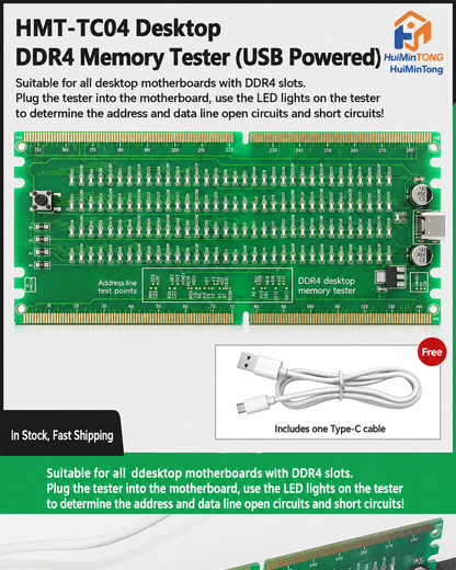 HMT-TC04 Desktop DDR4 Memory Tester with LED Indicators (USB Powered)