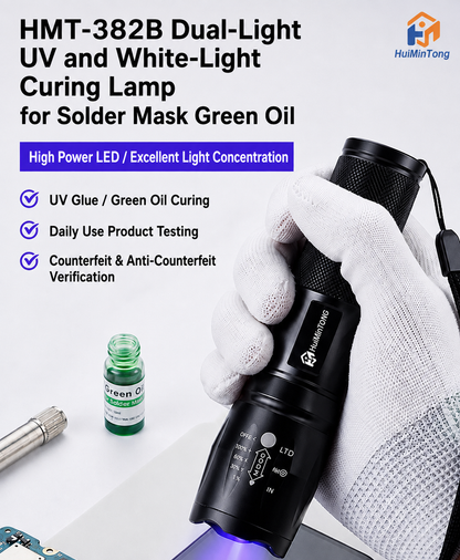 HMT-382B Dual-Wavelength (Purple/White) UV Curing Lamp for Green Solder Mask