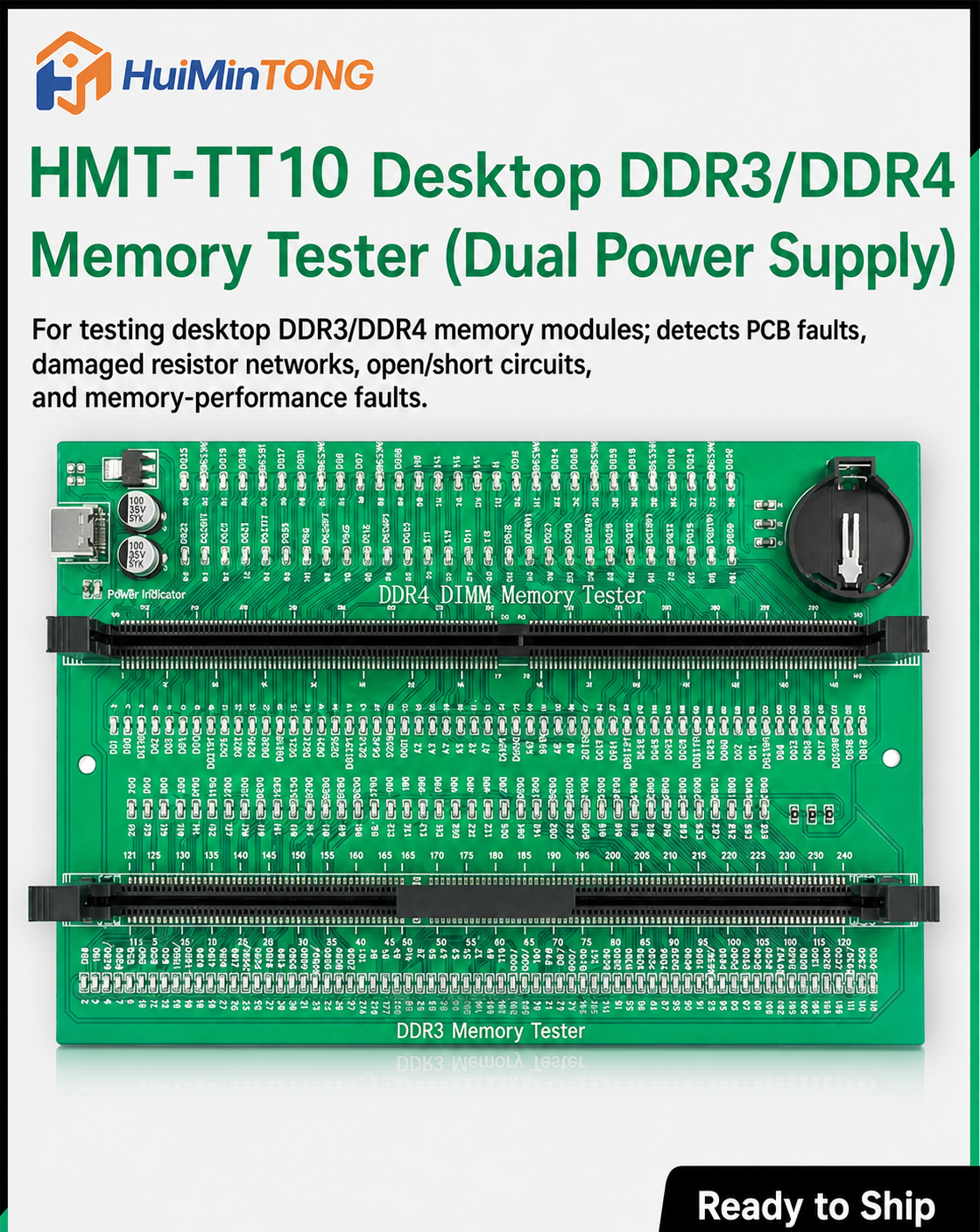 HMT-TT10 Desktop DDR3/DDR4 Memory Module Tester - Dual Power Supply