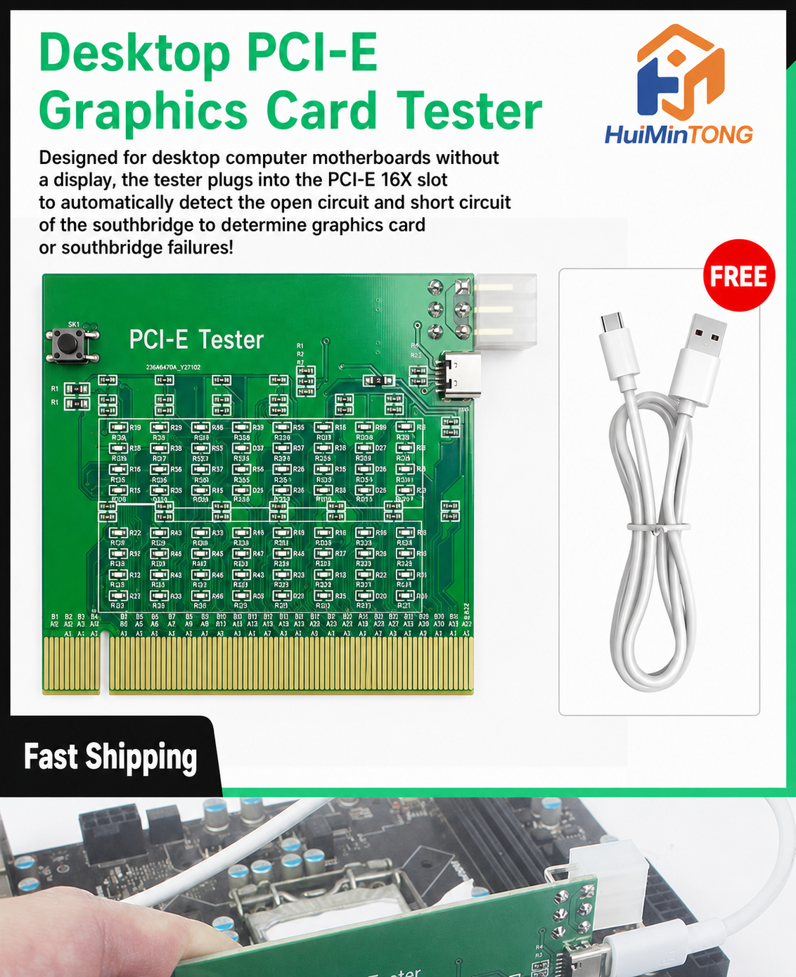 HMT-CZ01 Desktop PCI-E Tester with Indicator Lights