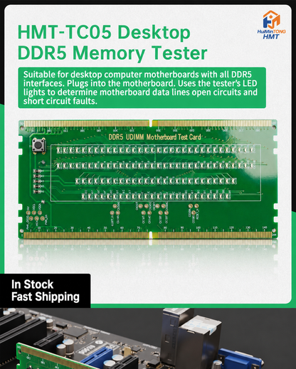 HMT-TC05 Desktop DDR5 Memory Tester with LED Indicators (Standard Motherboard)