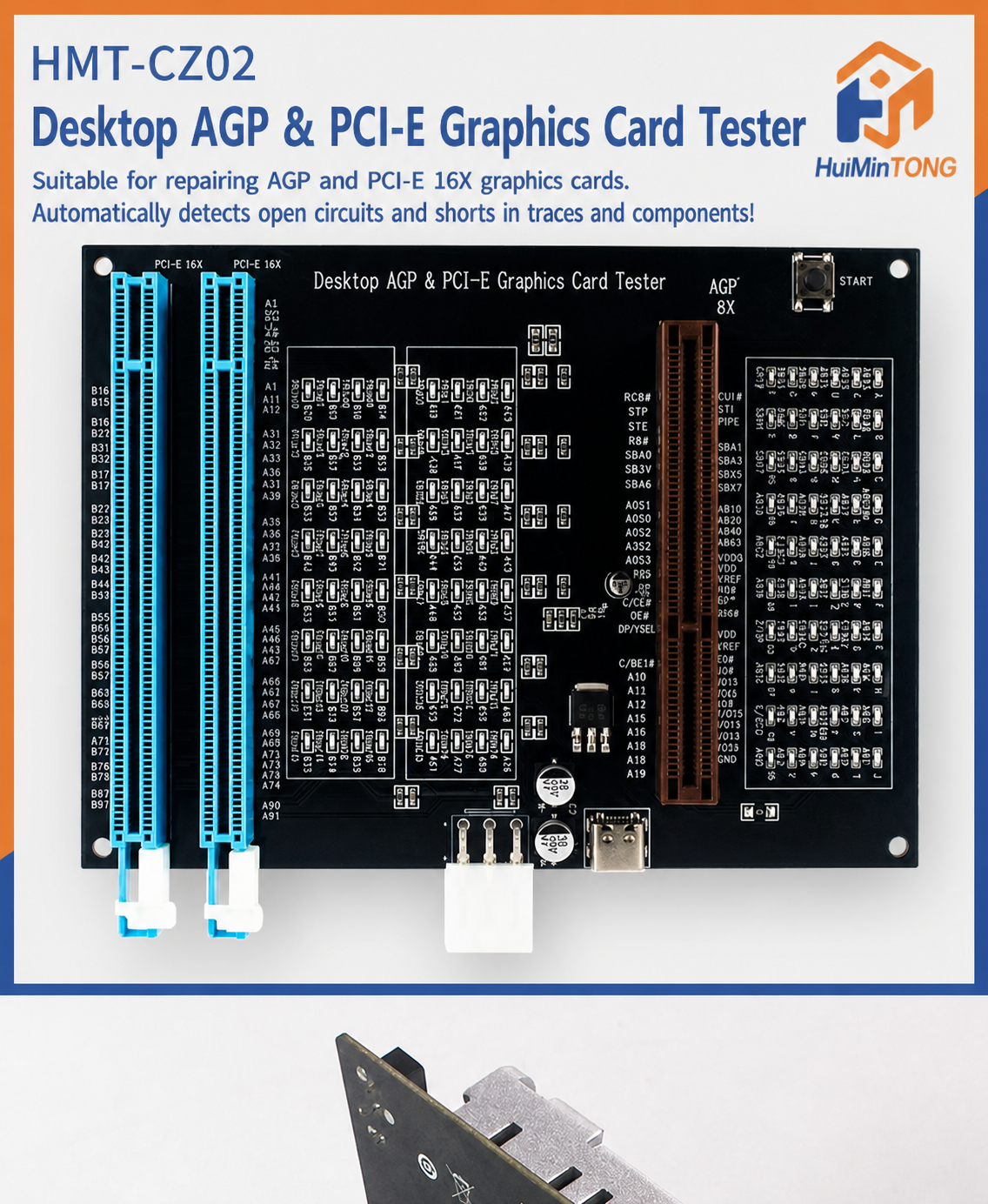 HMT-CZ02 Desktop AGP/PCI-E Graphics Card Tester with Indicator Lights