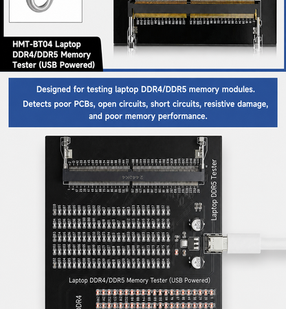 HMT-BT04 Laptop DDR4/DDR5 Memory Module Tester (USB-powered)