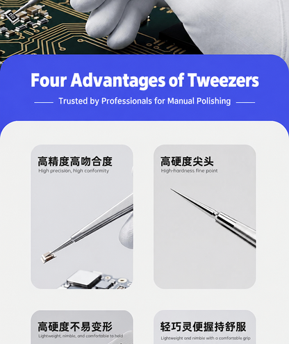 HMT-055S & 055B HuiMinTong Hand Polished Tweezers for Electronics Repair