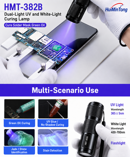 HMT-382B Dual-Wavelength (Purple/White) UV Curing Lamp for Green Solder Mask