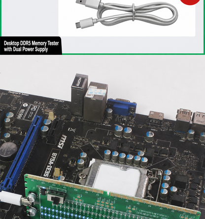 HMT-TC07 Desktop DDR5 Memory Tester with LED Indicators – Dual Power Supply (Standard Motherboard)