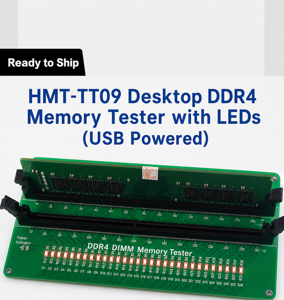 HMT-TT09 Desktop DDR4 Memory Module Tester with LED Indicators (USB Powered)