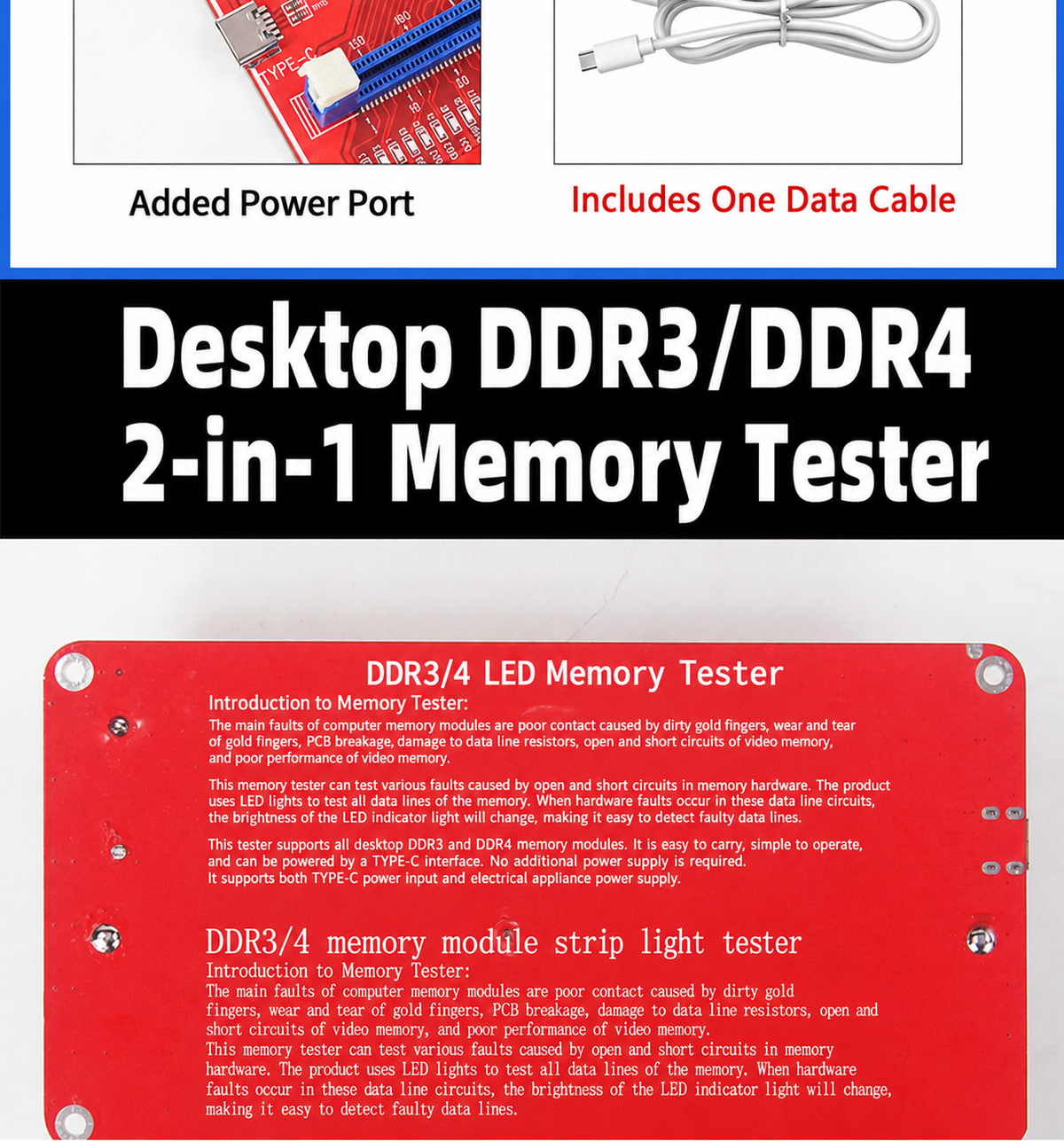 HMT-TT03 Desktop DDR3/DDR4 Memory Module Tester (Dual Power Supply)