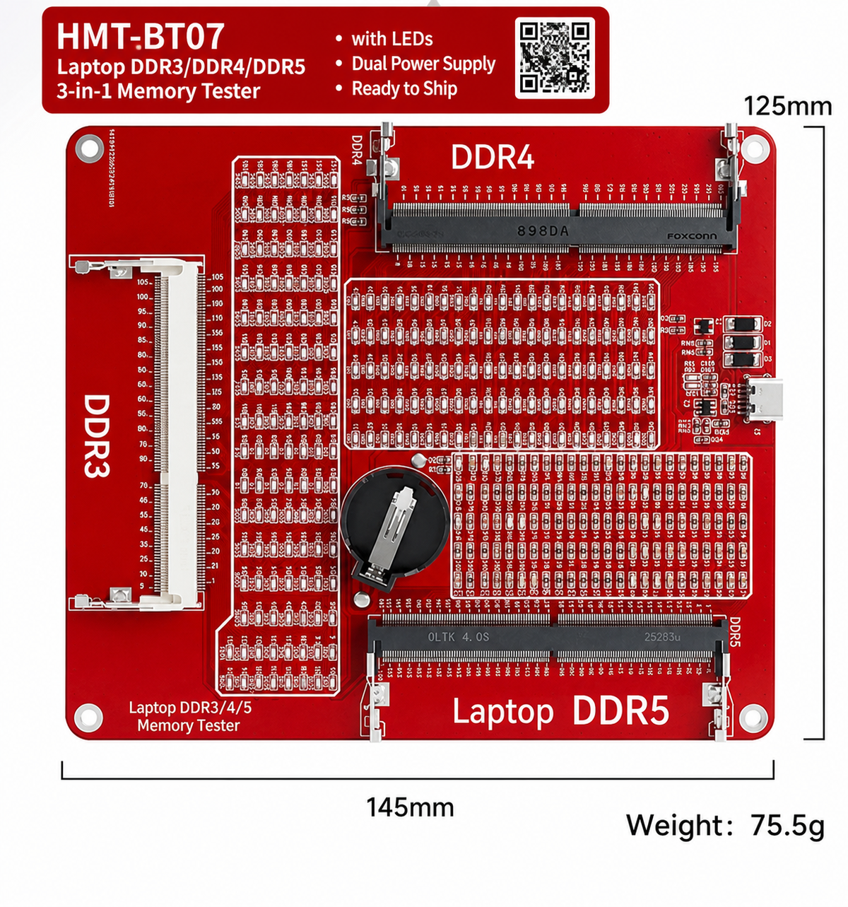 HMT-BT07 Laptop DDR3/DDR4/DDR5 3-in-1 Memory Tester
