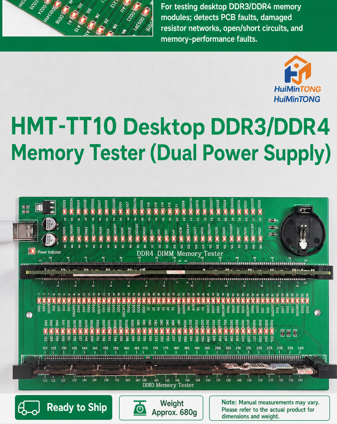 HMT-TT10 Desktop DDR3/DDR4 Memory Module Tester - Dual Power Supply