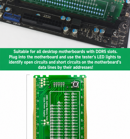 HMT-TC07 Desktop DDR5 Memory Tester with LED Indicators – Dual Power Supply (Standard Motherboard)