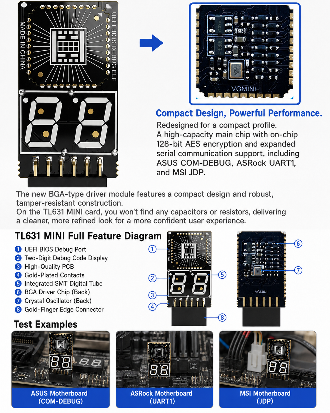 HMT-TL631 Mini 5th-Gen Motherboard Diagnostic Card