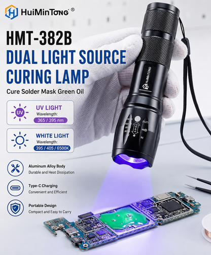 HMT-382B Dual-Wavelength (Purple/White) UV Curing Lamp for Green Solder Mask