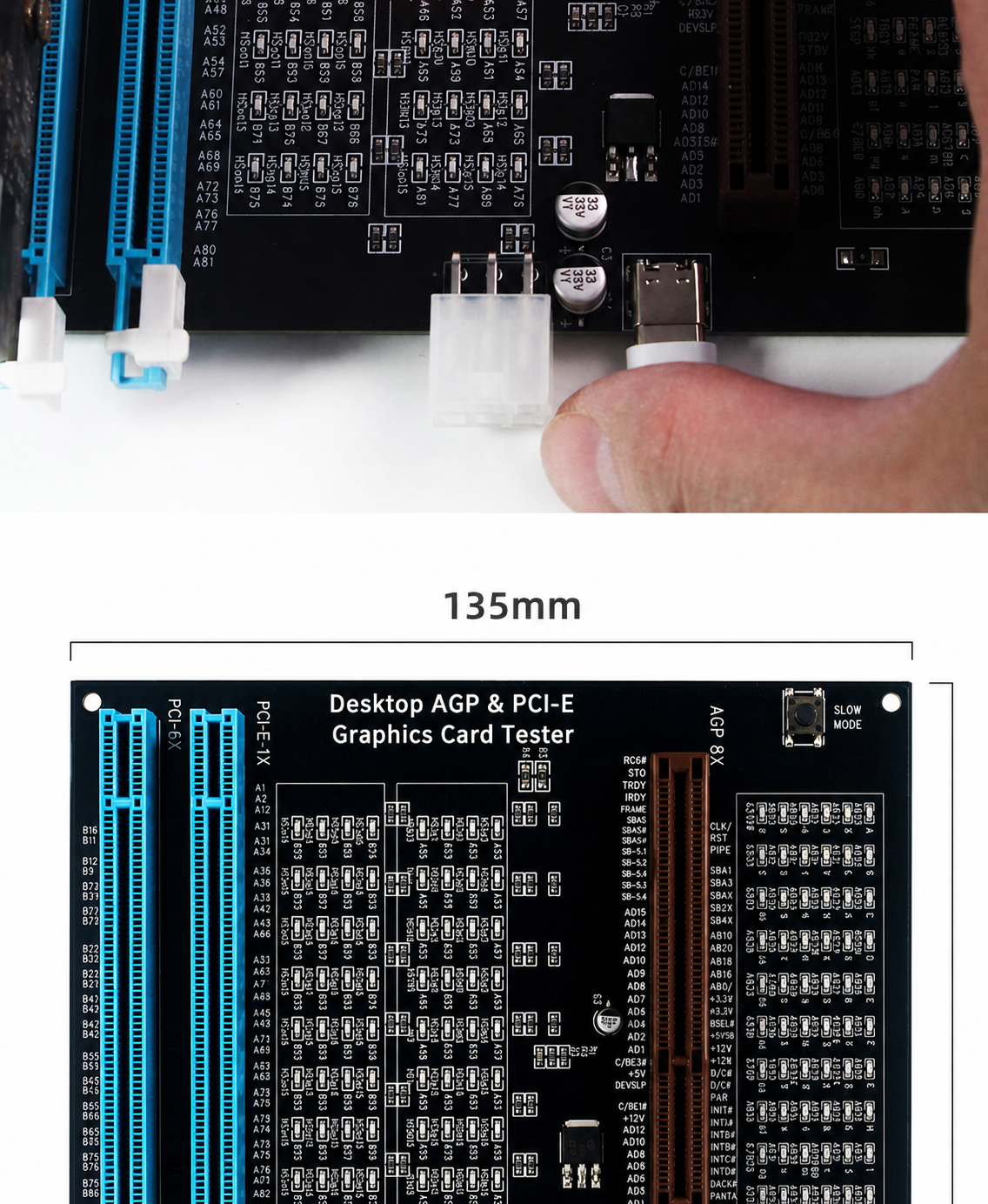 HMT-CZ02 Desktop AGP/PCI-E Graphics Card Tester with Indicator Lights