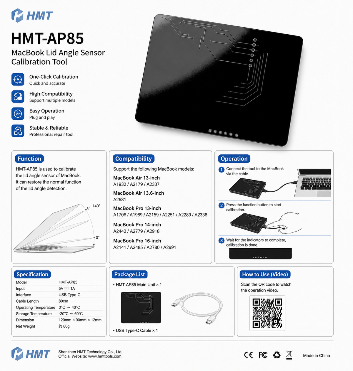 HMT-AP85 MacBook Lid Angle Sensor Calibration Tool