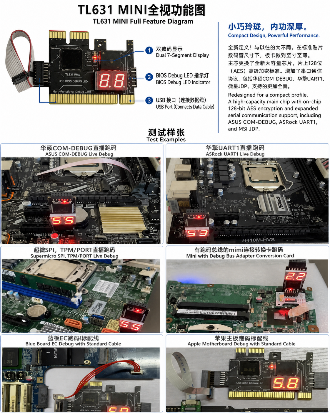 HMT-TL631 Mini 5th-Gen Motherboard Diagnostic Card