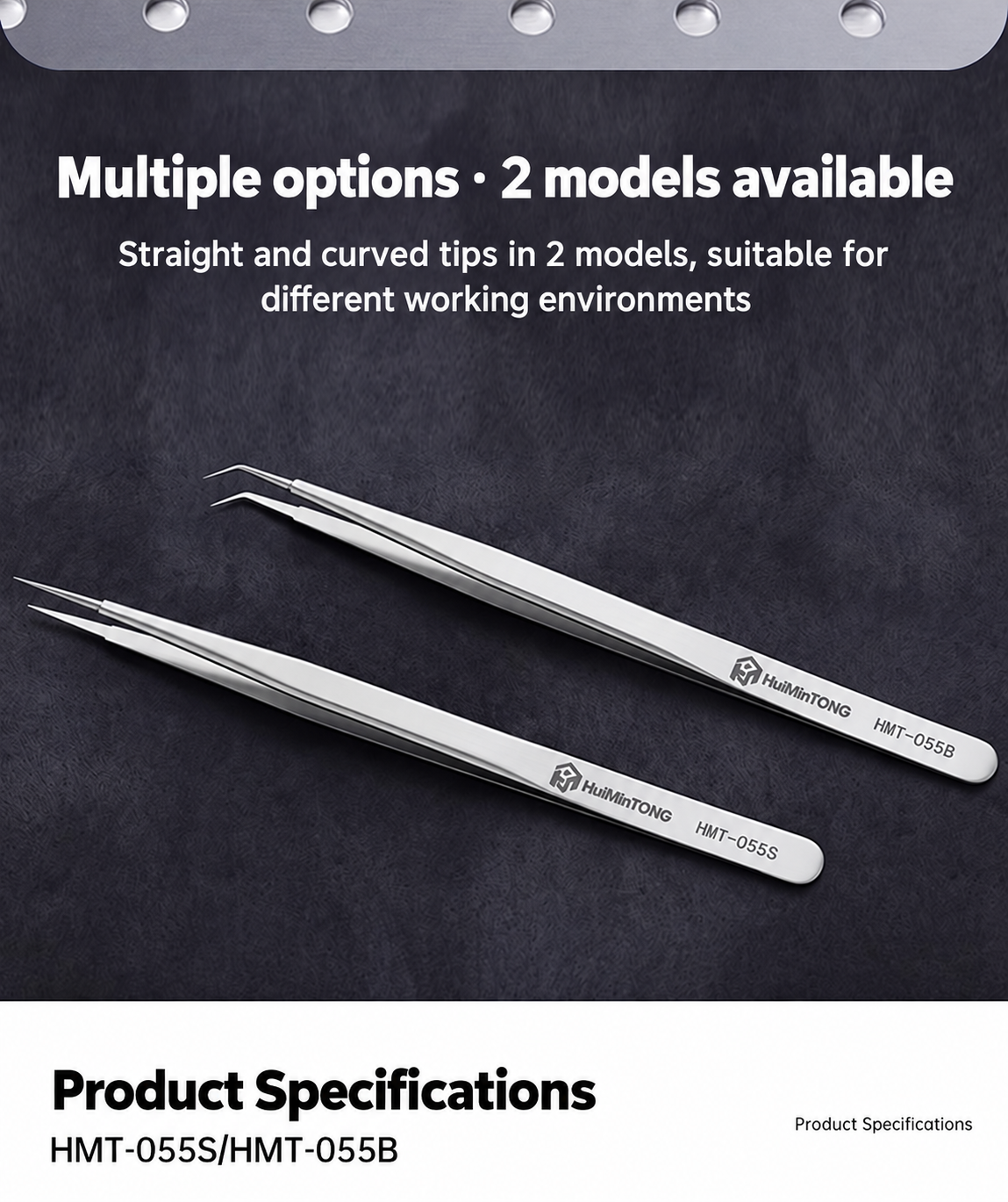 HMT-055S & 055B HuiMinTong Hand Polished Tweezers for Electronics Repair