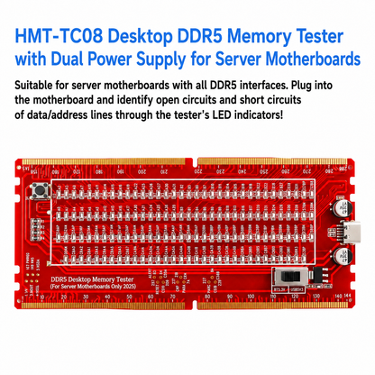 HMT-TC08 Desktop DDR5 Memory Tester with LED Indicators – Dual Power Supply (Server Motherboard)