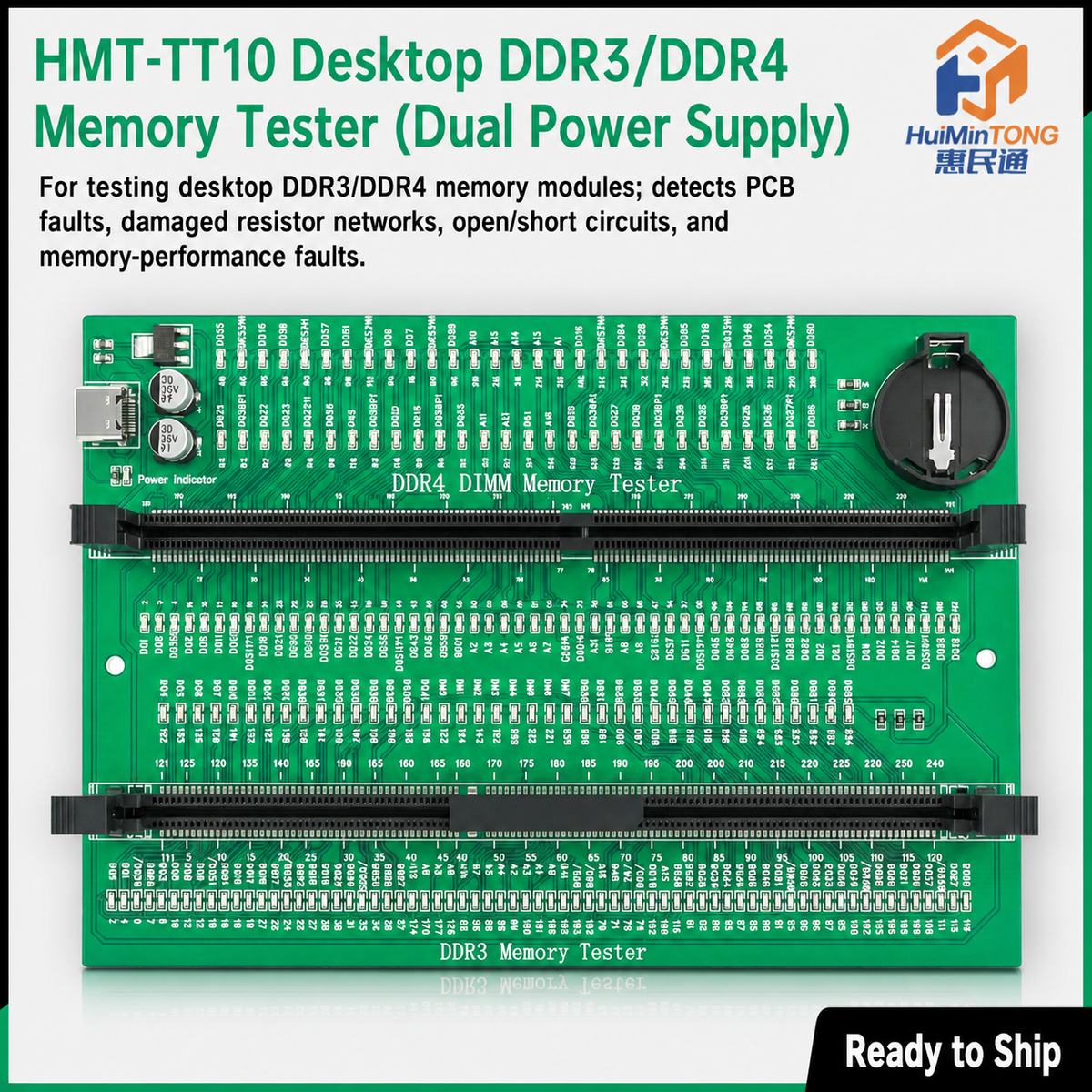 HMT-TT10 Desktop DDR3/DDR4 Memory Module Tester - Dual Power Supply