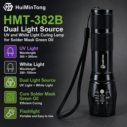HMT-382B Dual-Wavelength (Purple/White) UV Curing Lamp for Green Solder Mask