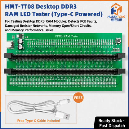 HMT-TT08 Desktop DDR3 Memory Module Tester with LED Indicators (Type-C Powered)
