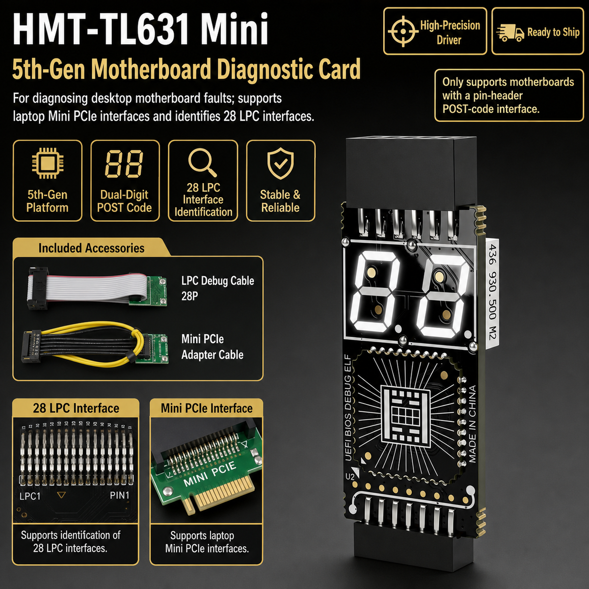HMT-TL631 Mini 5th-Gen Motherboard Diagnostic Card