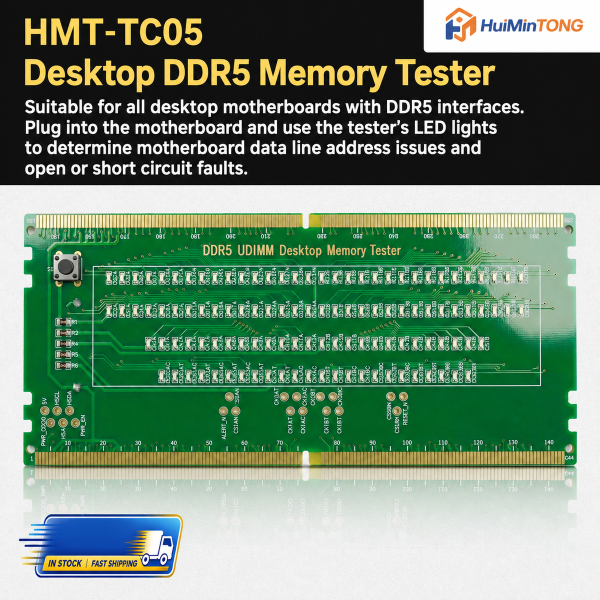 HMT-TC05 Desktop DDR5 Memory Tester with LED Indicators (Standard Motherboard)