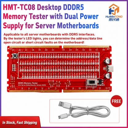 HMT-TC08 Desktop DDR5 Memory Tester with LED Indicators – Dual Power Supply (Server Motherboard)
