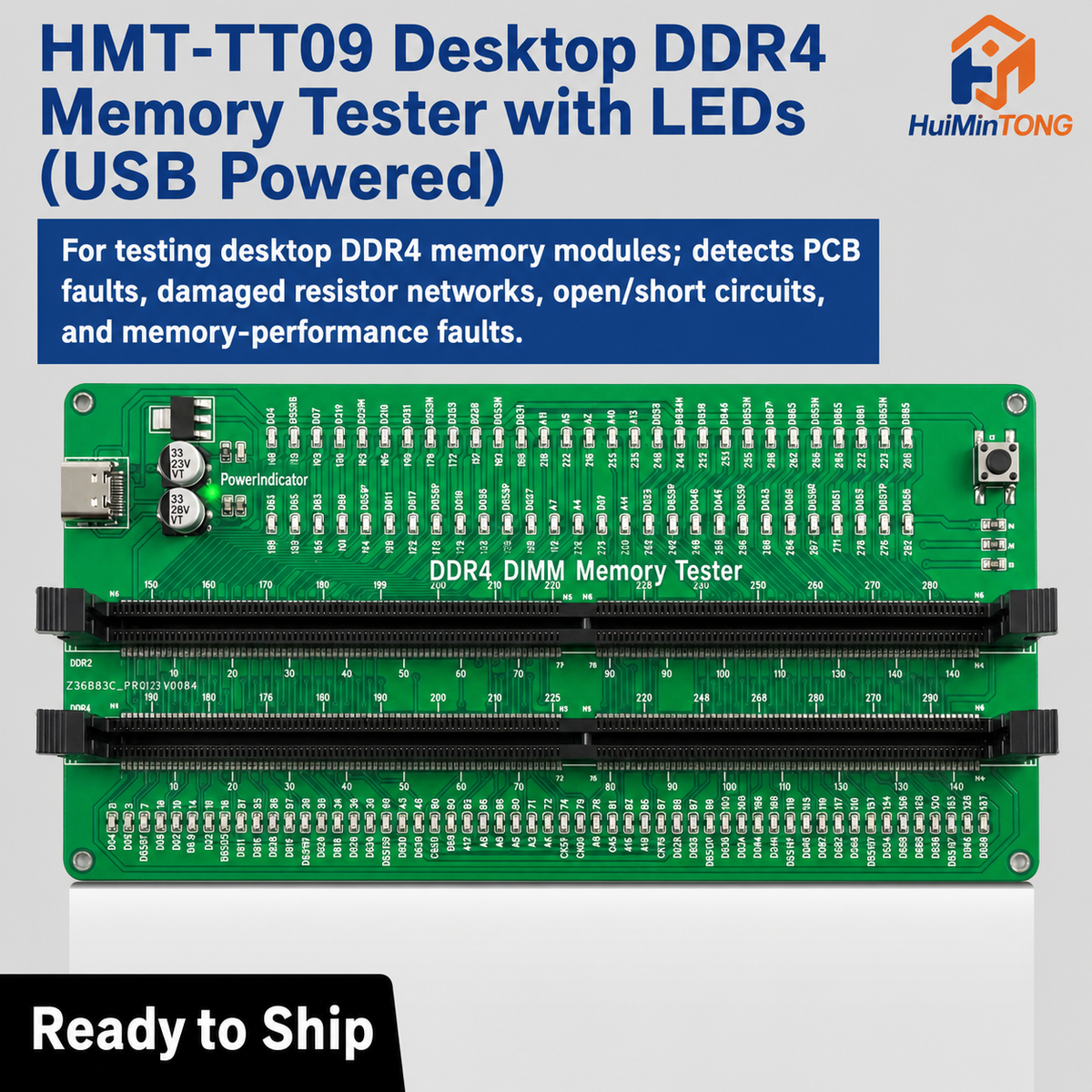 HMT-TT09 Desktop DDR4 Memory Module Tester with LED Indicators (USB Powered)