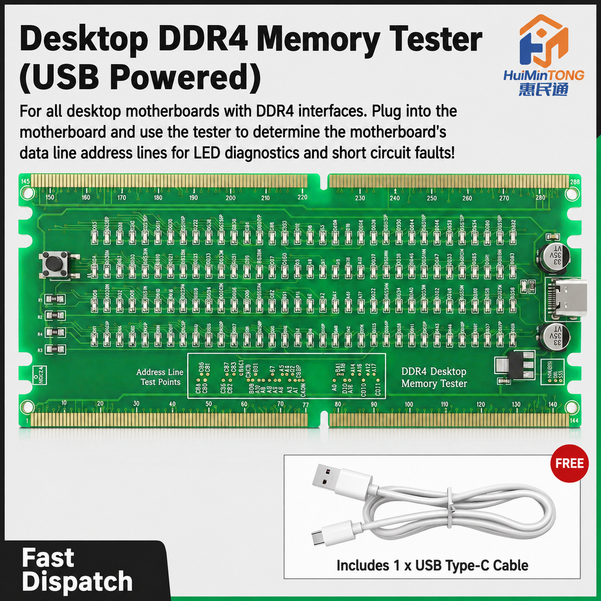 HMT-TC04 Desktop DDR4 Memory Tester with LED Indicators (USB Powered)