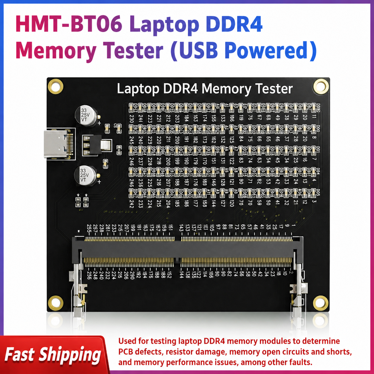 HMT-BT06 Laptop DDR4 Memory Module Tester (USB-powered)