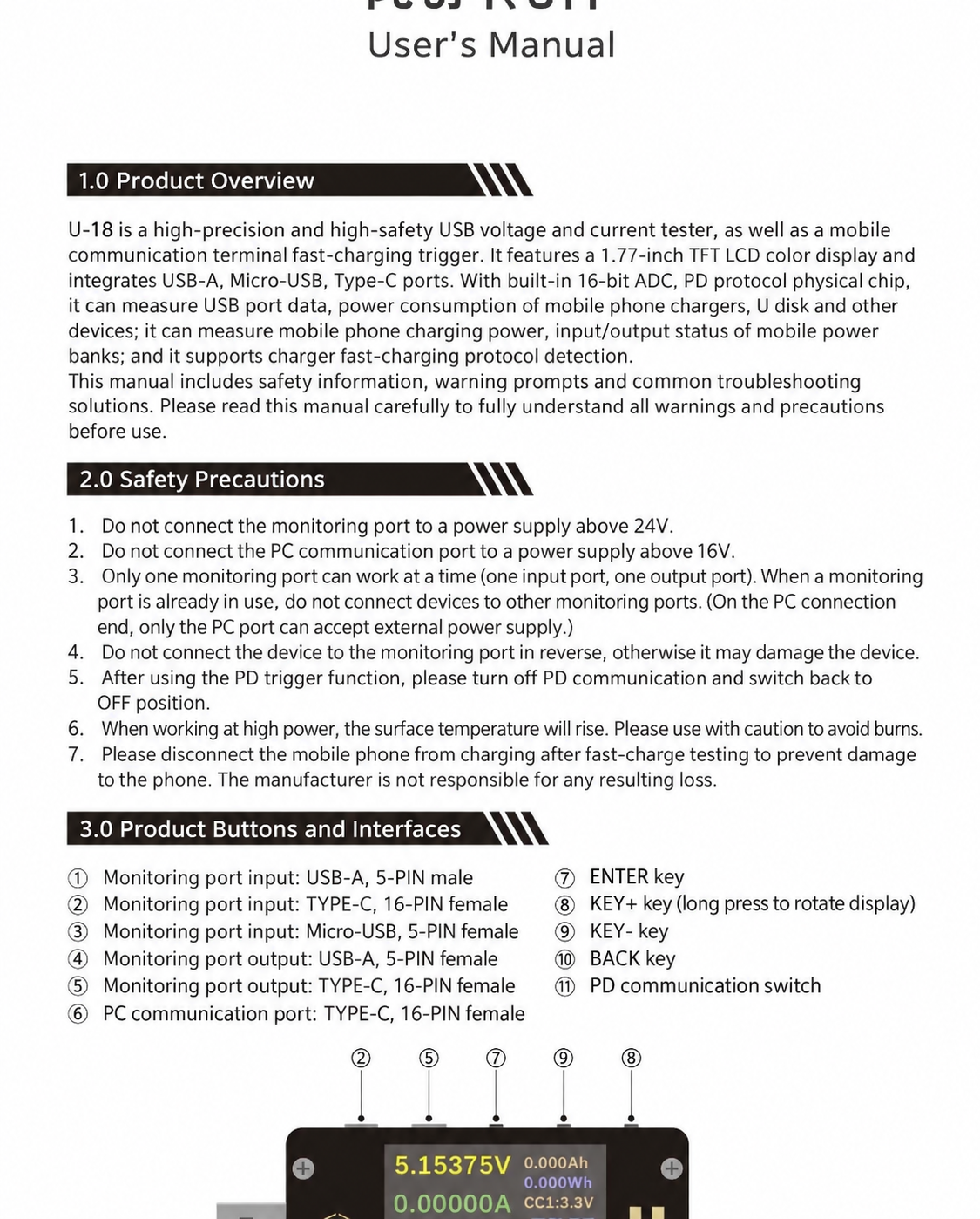 OSS TEAM U18 USB‑A & Type‑C Fast Charging Tester