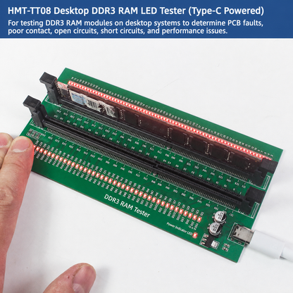 HMT-TT08 Desktop DDR3 Memory Module Tester with LED Indicators (Type-C Powered)